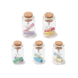 Стеклянная бутылка, Подвески для бутылок желаний с подвесками в виде звезд из сплава и бумажными рулонами внутри декора