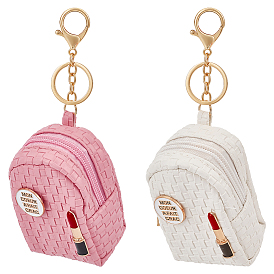 2 шт 2 цвета pu кожа мини монетница для женщин, брелок для монет с принтом помады для девочек, денежные сумки, наушники