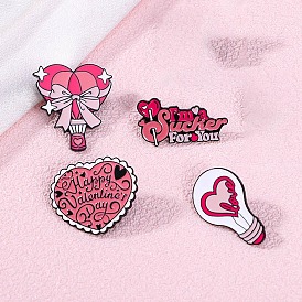 Valentine's Day Love Heart Brooch, Alloy Enamel Cute Cartoon Badge for Women's Clothes Backpack