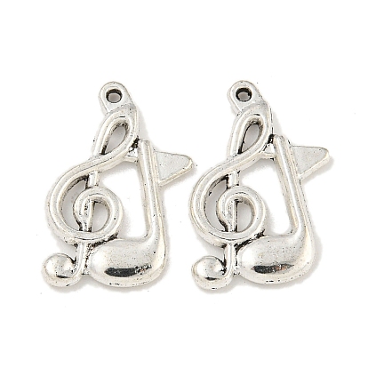 Тибетский стиль сплава цинка подвески, без свинца и без кадмия, музыкальная нота, 20.8x13x2 мм, отверстие : 1 мм, Около 454 шт / 500 г