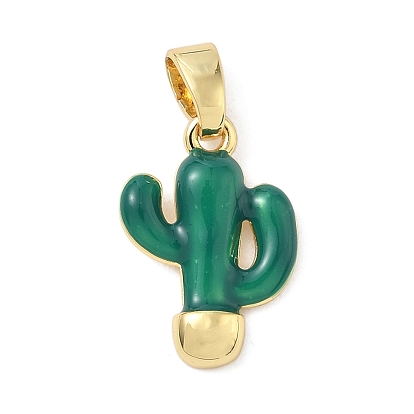 Латунь эмаль подвески, кактус очарование, долговечный, без кадмия и без свинца, реальный 18 k позолоченный