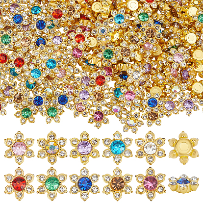 250шт 10 цвета сплав горный хрусталь кабошоны, цветок