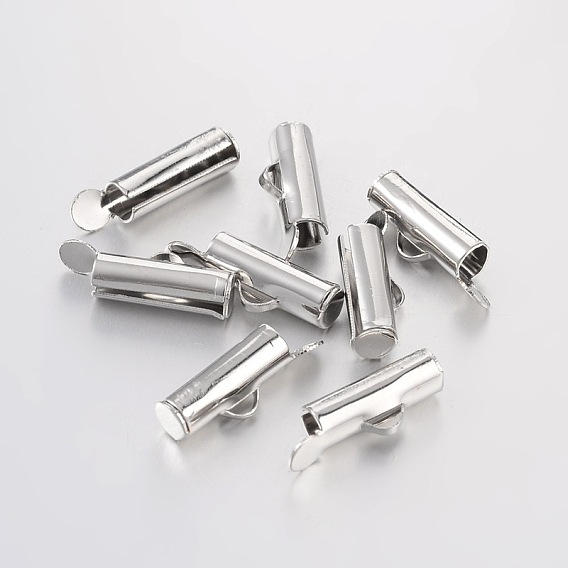 Iron Slide On End Clasp Tubes, Slider End Caps, 6x12mm, Hole: 3x1mm