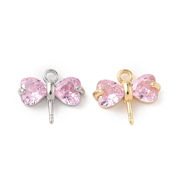 Латунный микро-паве кубический цирконий, бантом, за половину пробурено бисера