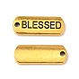 Tibetan Style Alloy Rectangle with Word Blessed Pendants, Cadmium Free & Lead Free, 8x21x2mm, Hole: 2mm, about 560pcs/1000g
