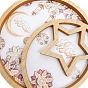 Eid Mubarak Wood Round Moon Star Serving Tray, Ramadan Style Tray for Home Party Decoration