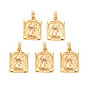 Rack Plating Brass Pendants, Nickel Free, Rectangle with Women Pattern