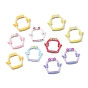 Printed Opaque Acrylic Frame Beads, Flower & Butterfly