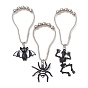 3Pcs 3 Styles Iron Shower Curtain Rings for Bathroom, with Halloween Theme Alloy Enamel Pendants, Bat/Spider/Skeleton