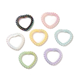 Placage uv cadres de perles acryliques irisées arc-en-ciel, cœur