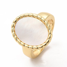Овальное открытое кольцо-манжета из натуральной ракушки, украшения из латуни для женщин