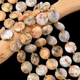 Природные сумасшедший агат бисер нитей, граненый шестиугольный разрез, плоско-круглые, с бисером