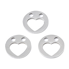 201 Stainless Steel Charms, Laser Cut, Flat Round with Heart
