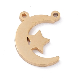 Vacuum Plating 304 Stainless Steel Pendants, Moon with Star
