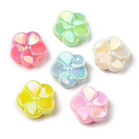 Acrylic Beads, Iridescent, AB Color Plated, Flower