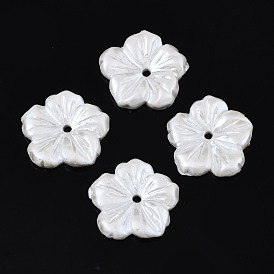Opaque Resin Bead Caps, 5-Petal, Flower