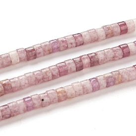 Natural Lepidolite/Purple Mica Stone Beads Strands, Heishi Beads, Flat Round/Disc