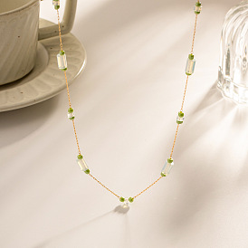 Necklace Opal Beaded Necklace Women's Versatile Titanium Steel Never Fading Necklace Jewelry