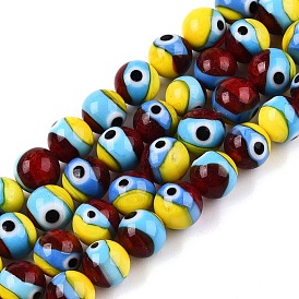 Handmade Evil Eye Lampwork Beads Strands, Round