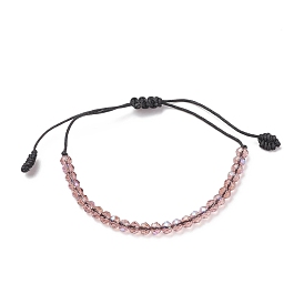 Pulsera de cuentas trenzadas de vidrio transparente, pulsera ajustable para mujer