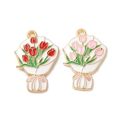 Подвески из эмали и сплава, золотые, букет очарование