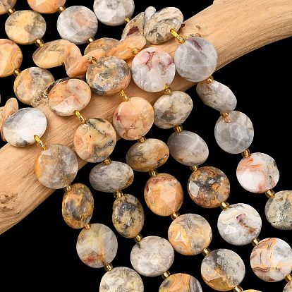 Природные сумасшедший агат бисер нитей, граненый шестиугольный разрез, плоско-круглые, с бисером