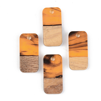 Resin & Walnut Wood Pendants, Rectangle