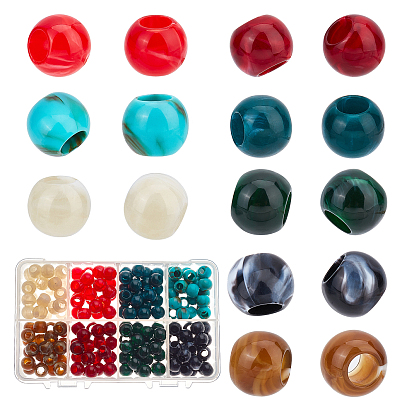 200pcs 8 Farben Nachahmung Edelstein Acrylperlen, Rondell