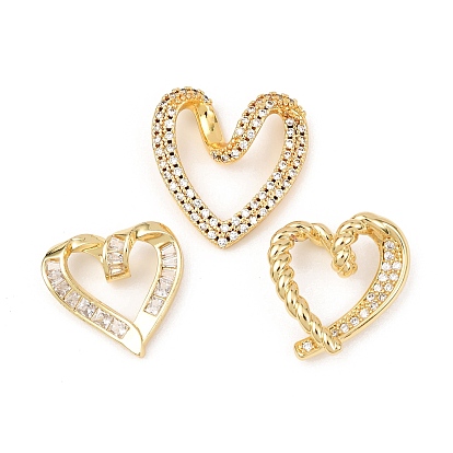 Латунь микро проложить кубического циркония соединительные кольца, золотые, Twisted Heart