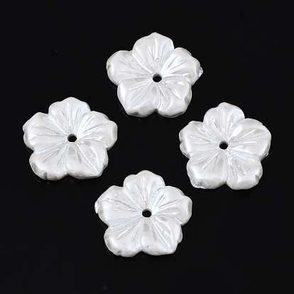 Opaque Resin Bead Caps, 5-Petal, Flower