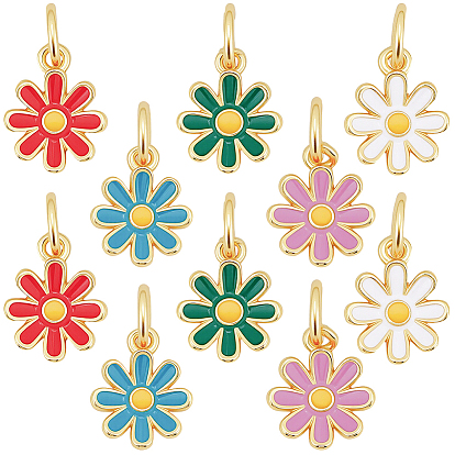 10 шт. 5 цвета латунные эмалевые подвески, , с целью перехода в кольце, долговечный, без свинца и без кадмия, реальный 18 k позолоченный