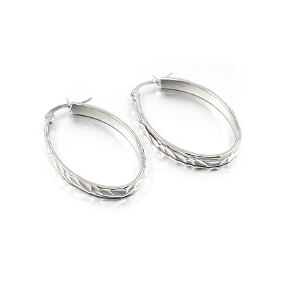 304 boucles d'oreilles en acier inoxydable, boucles d'oreilles hypoallergéniques, ovale, 38x25x4.5 mm, broches: 1.2x0.5 mm