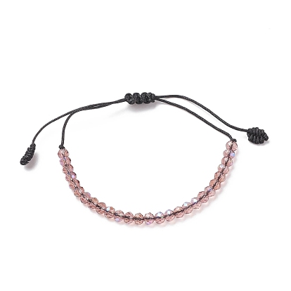 Pulsera de cuentas trenzadas de vidrio transparente, pulsera ajustable para mujer