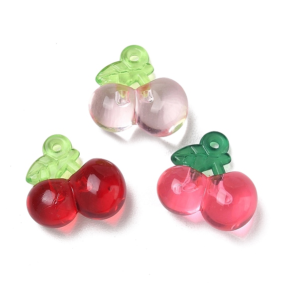 Transparent Acrylic Pendants, Cherry Charms