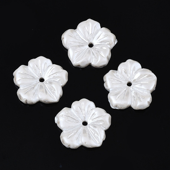 Opaque Resin Bead Caps, 5-Petal, Flower