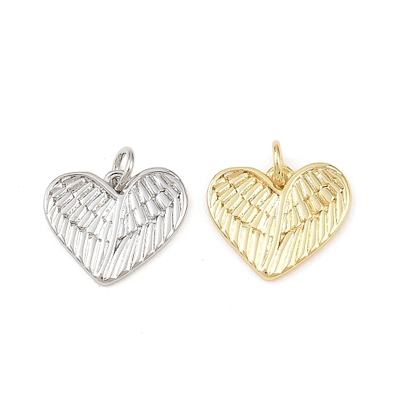 Латунные подвески, сердце с крыла, долговечный, без свинца и без кадмия, стойки покрытие, с целью перехода в кольце