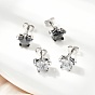 316 Surgical Stainless Steel Stud Earrings, with Cubic Zirconia, Star, Platinum