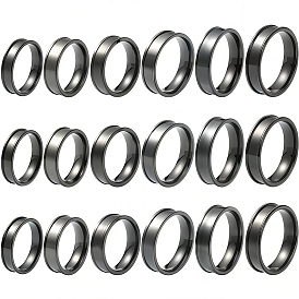 18 шт. 6 стили 201 нержавеющая сталь рифленые кольца для пальцев, кольцевой сердечник, для изготовления инкрустации