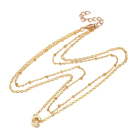 Collares con colgante inicial de doble capa de acero inoxidable de estilo bohemio, dorado