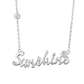 SHEGRACE 925 Sterling Silver Pendant Necklace, with AAA Cubic Zirconia, Sunshine