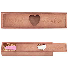 1Pc Rectangle Wooden Pregnancy Test Keepsake Slider Boxes, with 5G Raffia Tissue Scraps Paper Packing Material