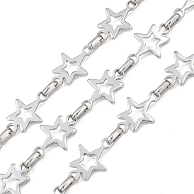 304 Stainless Steel Star Link Chain, Unwelded, with Spool