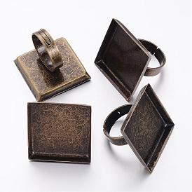 Латунные кольца хвостовиков, кольцом площадку пустой, для изготовления ювелирных изделий, регулируемый, квадратный, 17 мм, 25 мм