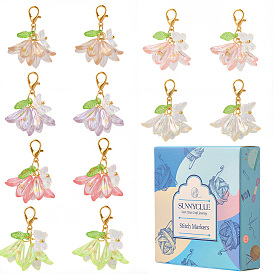 30шт. акриловый маркер для стежков «Цветок-бабочка», Сплав с застежками когтя омара