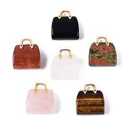 Природных драгоценных камней подвески, Брелоки для сумочек с латунной ручкой золотистого цвета