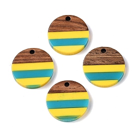 Epoxy Resin & Walnut Wood Pendants, Geometric Charms