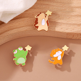 Animal with Star Enamel Pin, Alloy Brooch for Clothes Backpack