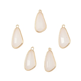 5 шт. Стеклянные подвески, с латунной фурнитурой , граненые, капля, золотые