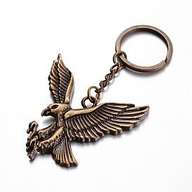 Llavero de aleación de águila, con cadena de hierro y anillos, 98 mm