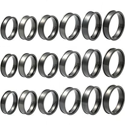 18 шт. 6 стили 201 нержавеющая сталь рифленые кольца для пальцев, кольцевой сердечник, для изготовления инкрустации